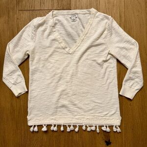 J. Crew Tassel Fringe V-Neck Sweater Shirt